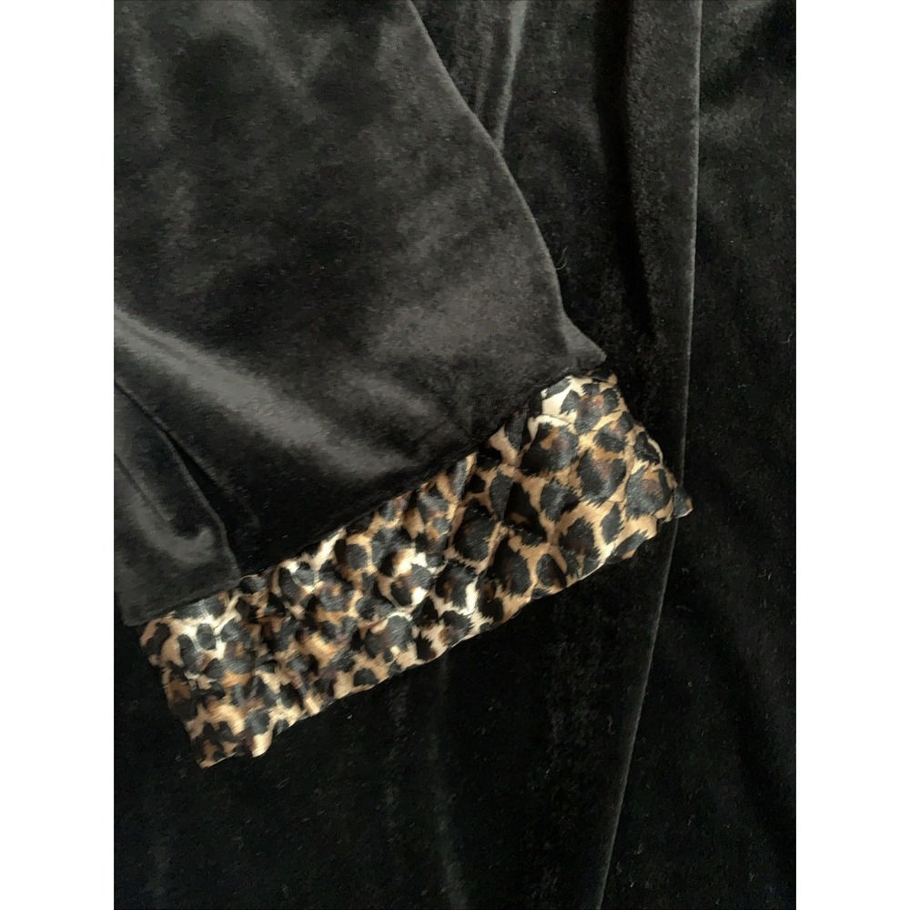 Cinema Etoile Robe Womens 2X Black Animal Print Trim Velvet Velour Maxi Zip - Picture 6 of 14